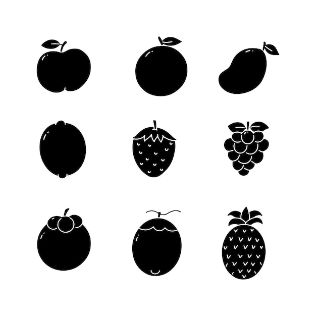 Fruit hand drawn solid icon vector illustration