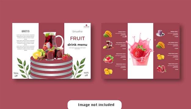 Fruit healthy drink juice menu social media post or trifold banner template