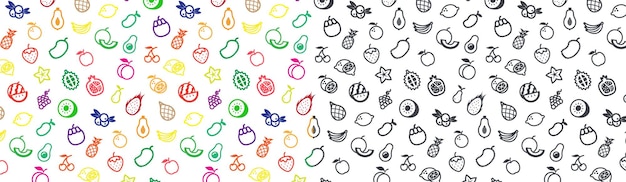 fruit icon pattern seamless background colorfull and monochrome cute background restaurant market