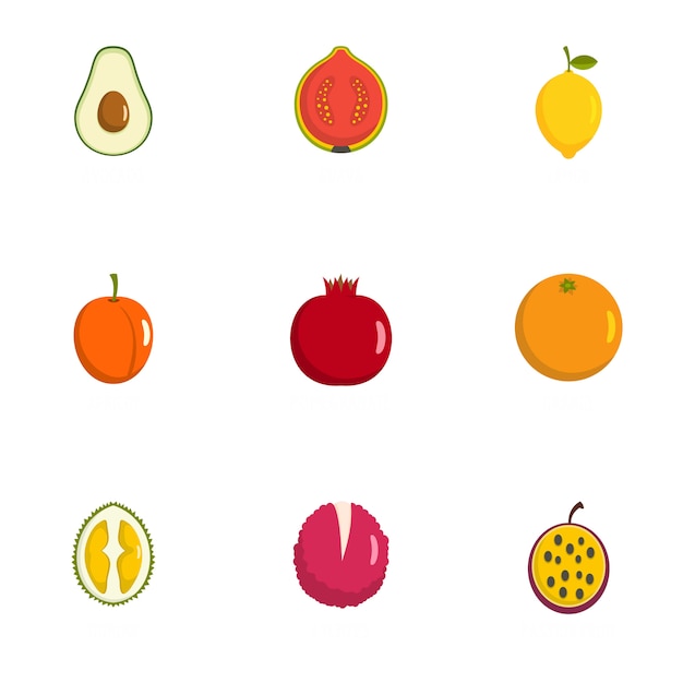 Fruit icons set. flat set of 9 fruit vector icons 