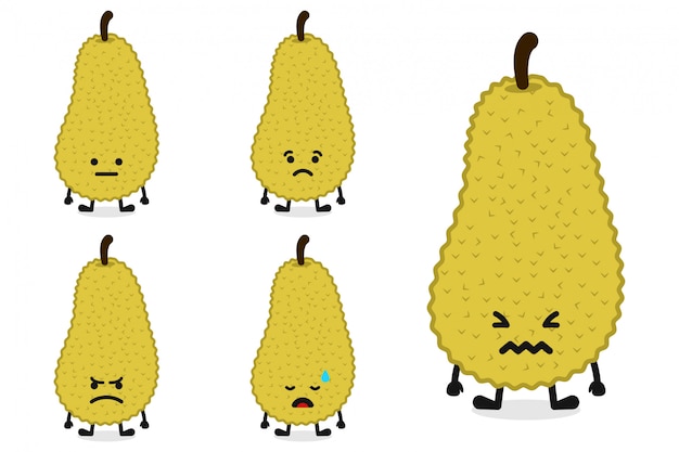 Fruit jackfruit character illustration set for sad expression