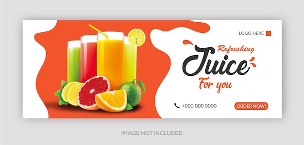 Fruit juice banner or Facebook cover design template