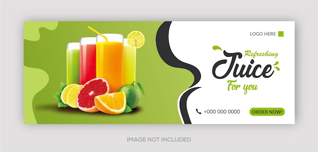 Fruit juice banner or Facebook cover design template