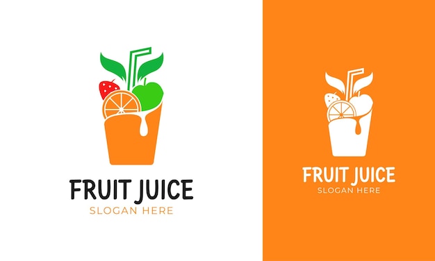 Fruit juice logo design for fresh and healthy drink label