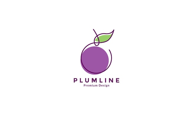 fruit lines art colorful purple plum logo design vector symbol icon illustration