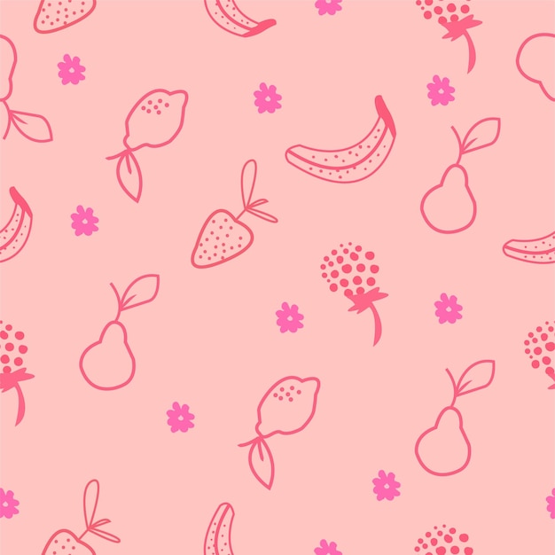 Fruit mix line seamless pattern design for fabric stationery products decoration wrapping paper