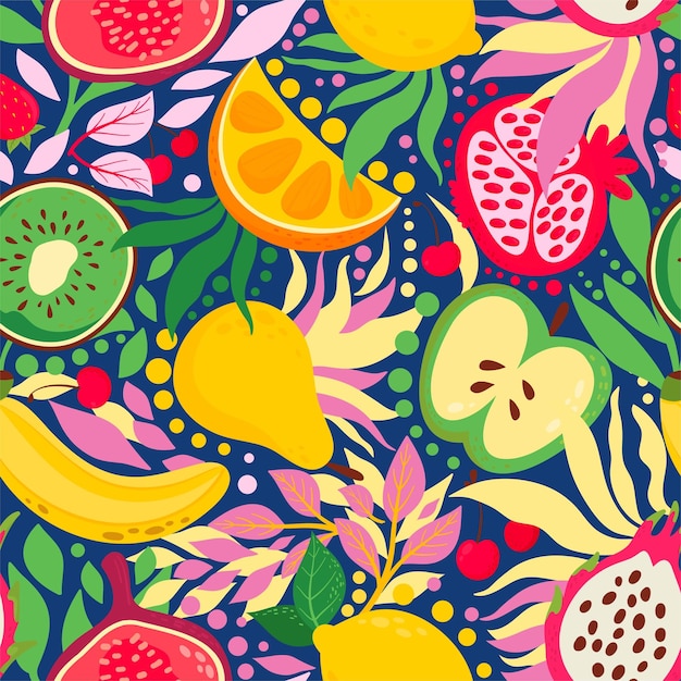 Vector fruit mix seamless pattern