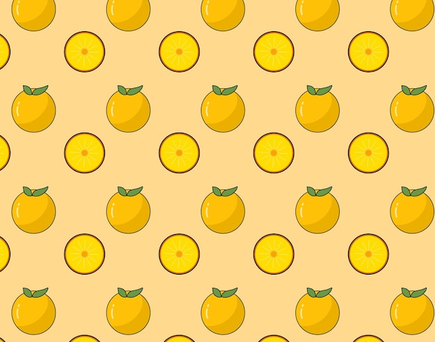 Fruit orange with Half Fruit Orange Seamless Pattern Vector