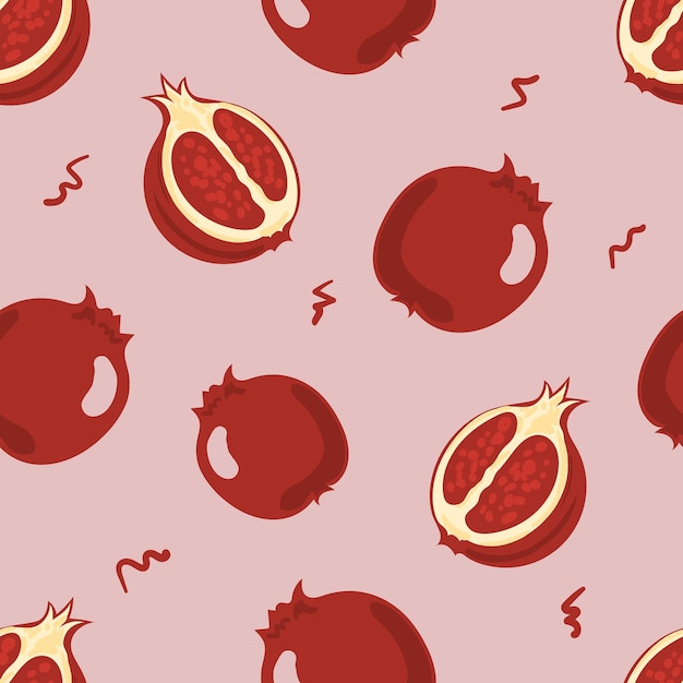 Fruit pomegranate vector seamless pattern