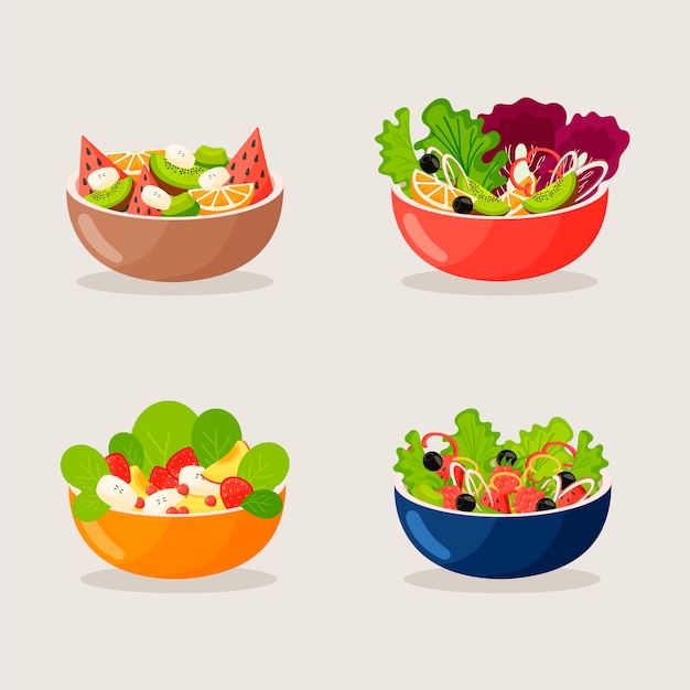 Fruit and salad bowls collection