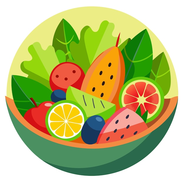 Vector fruit salad clipart cartoon style vector illustration