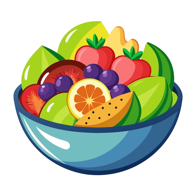 Vector fruit salad clipart cartoon style vector illustration