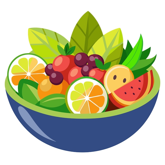 Vector fruit salad clipart cartoon style vector illustration