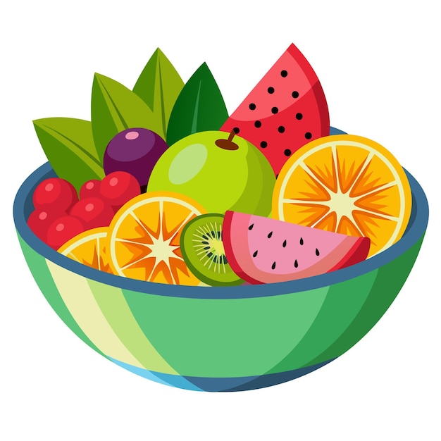 Vector fruit salad clipart cartoon style vector illustration