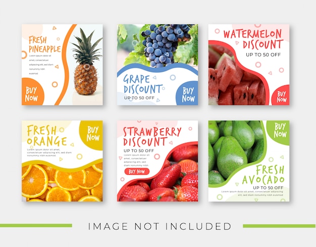 Vector fruit sale banner template for instagram post