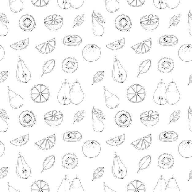 Fruit seamless pattern vector illustration hand drawing sketch