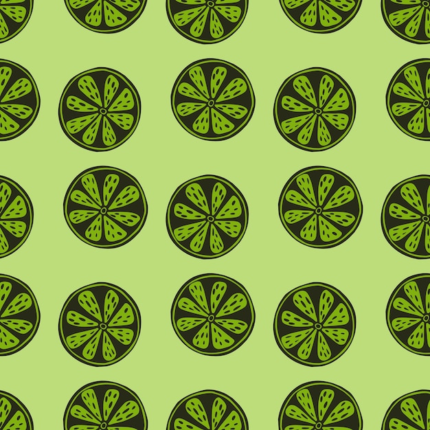 Fruit seamless pattern with lime slice.