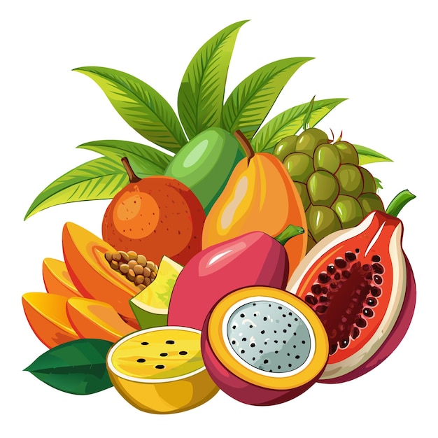 Vector fruit set flat