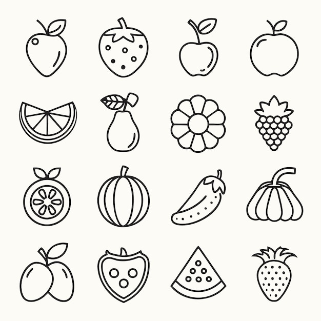 Vector fruit set line icon