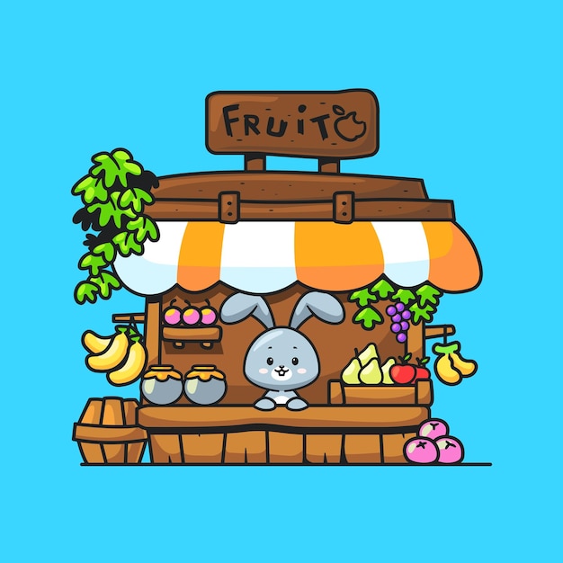 Fruit Shop animal mascot drawing illustration