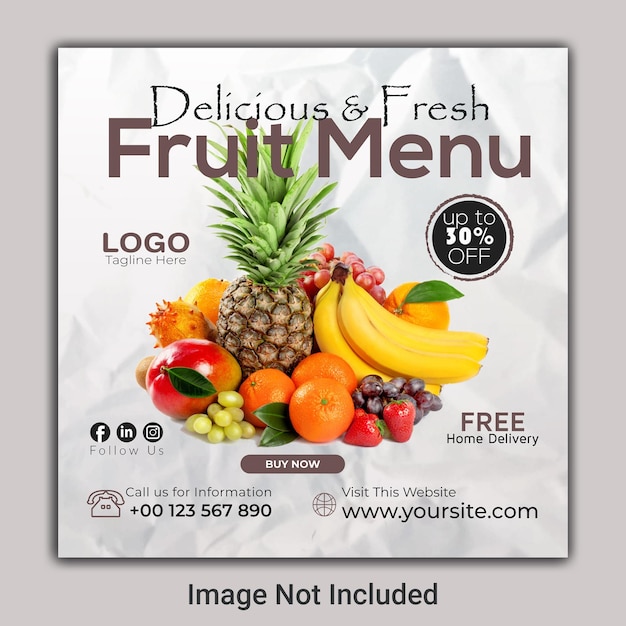 Vector fruit social media post template banner