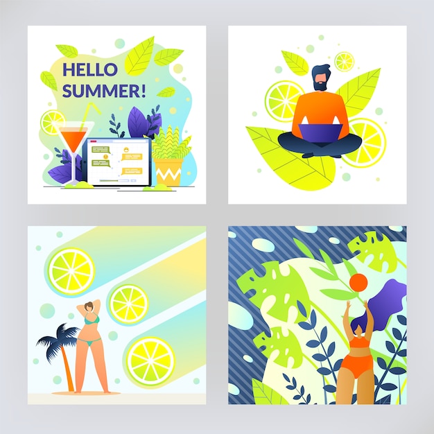 Fruit Sunny Set Flyer is Written Hello Summer