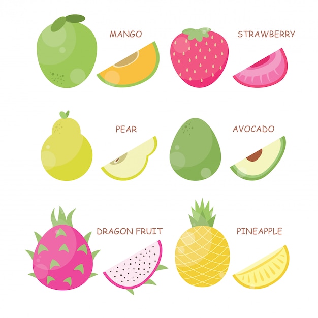 Fruit vector illustration set