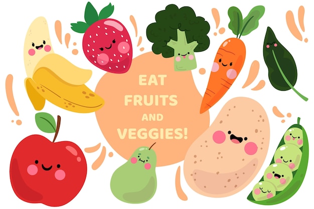 Fruit and vegetables background design