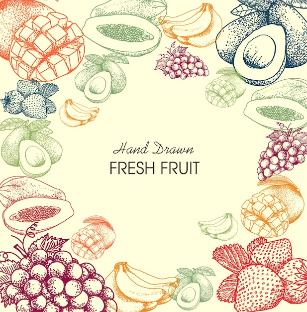 Fruits background hand drawn style