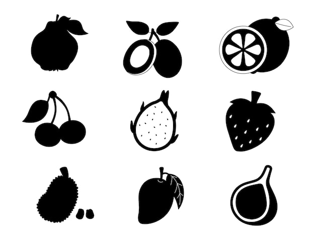 Fruits collections isolated vector Silhouettes