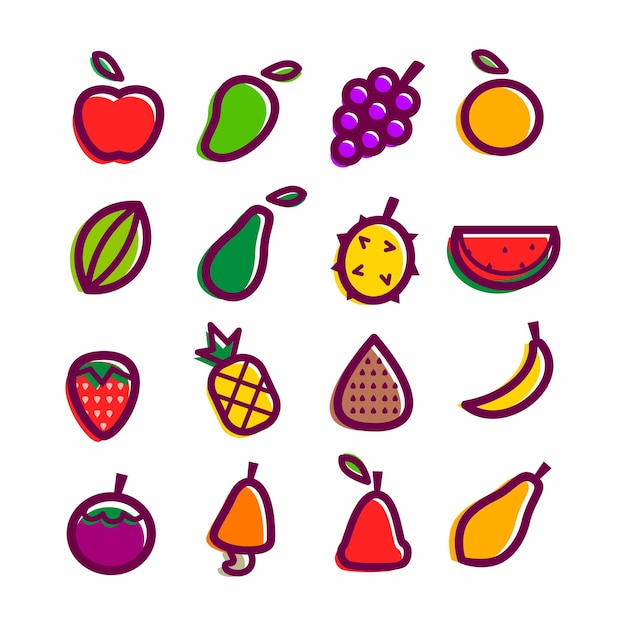 FRUITS FLAT ICON DESIGN