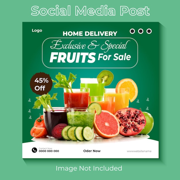 Vector fruits social media post design and banner template