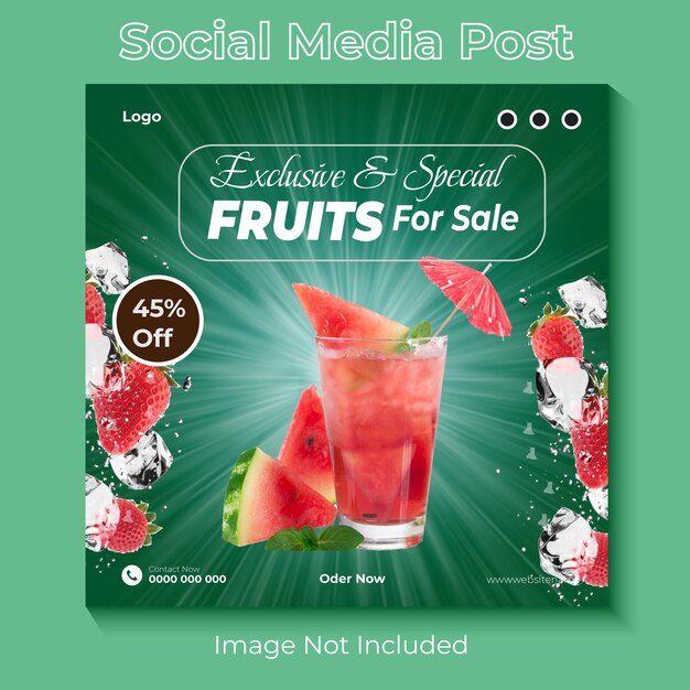 Vector fruits social media post design and banner template