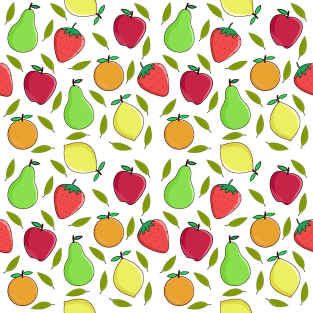 Fruits vector background, fruits seamless pattern