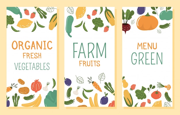 Fruits and vegetables banner illustration.