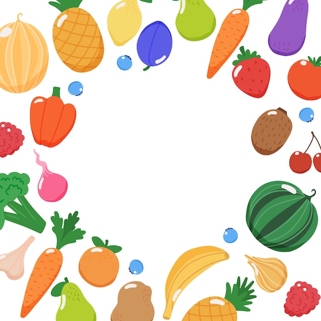 Fruits and vegetables frame with copy space