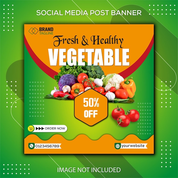 Fruits and vegetables menu promotion social media posts banner template