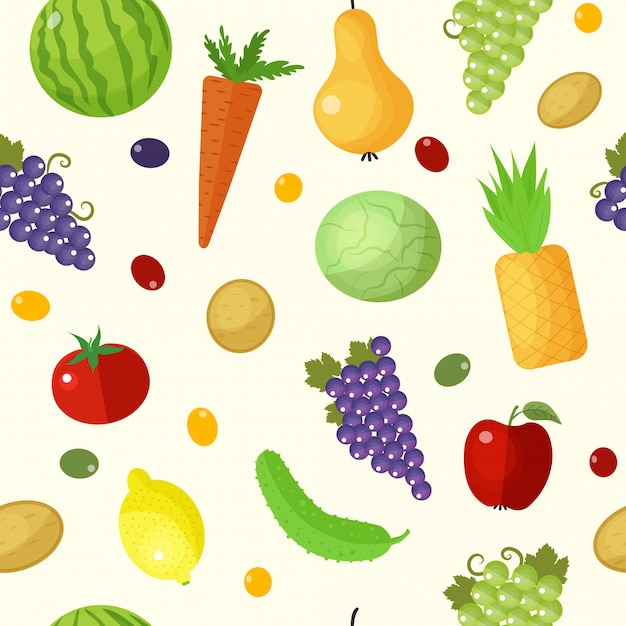 Fruits and Vegetables Seamless Pattern