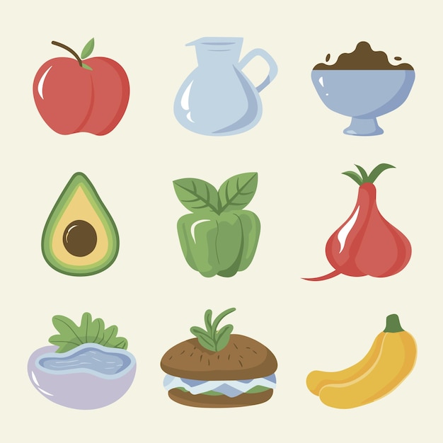 Fruits and Vegetables Vector Set