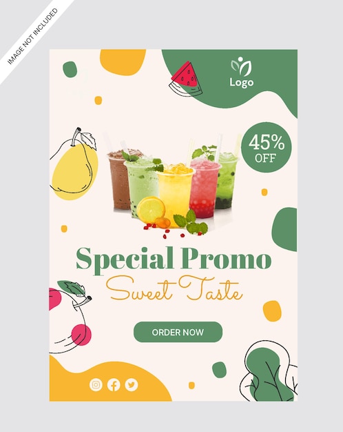 fruity drink flyer poster promotion store design template