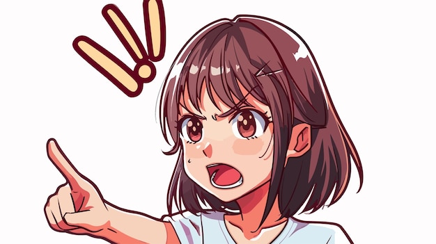 Frustrated Anime Girl Screaming with Exclamation Mark