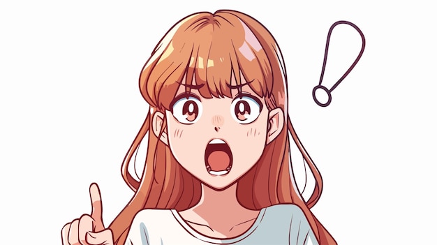 Frustrated Anime Girl Screaming with Exclamation Mark