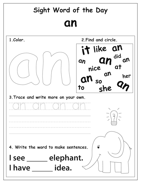 Fry List of Sight Words, digital activities forchildren, Worksheet for sight words for kindergarten