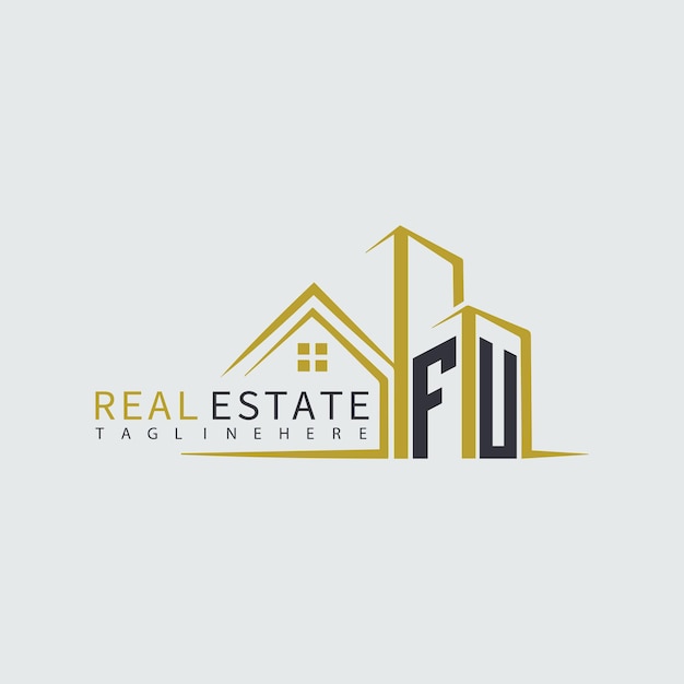 FU initial monogram logo for real estate with home shape creative design