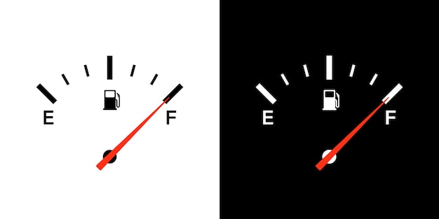 Fuel gauge indicator. Vector isolated illustration icon. Gasoline indicatior vector collection icons. Gas meter set elements. EPS 10