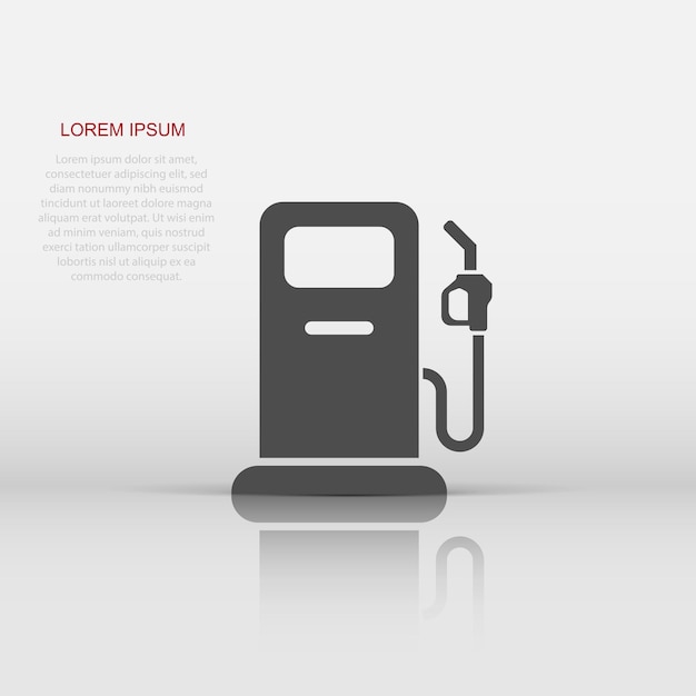 Fuel pump icon in flat style Gas station sign vector illustration on white isolated background Petrol business concept