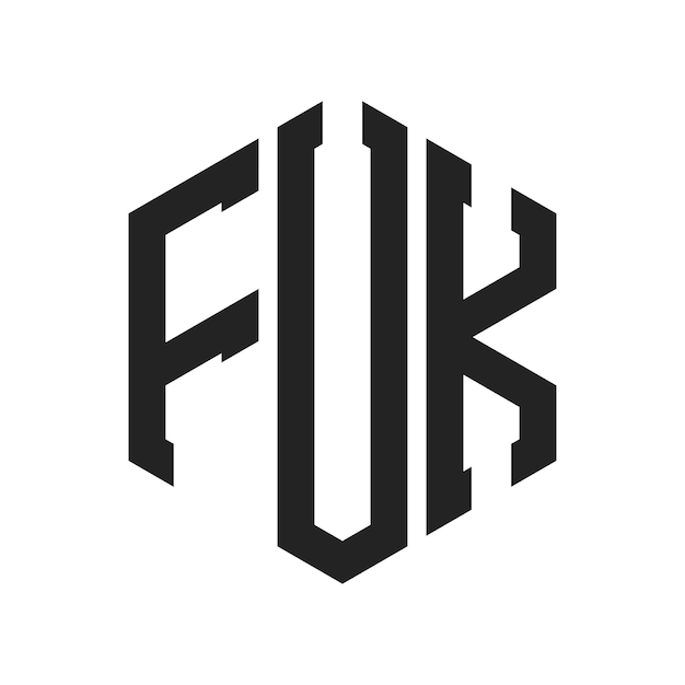 Vector fuk logo design initial letter fuk monogram logo using hexagon shape