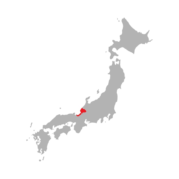 Fukui prefecture highlighted on the map of Japan