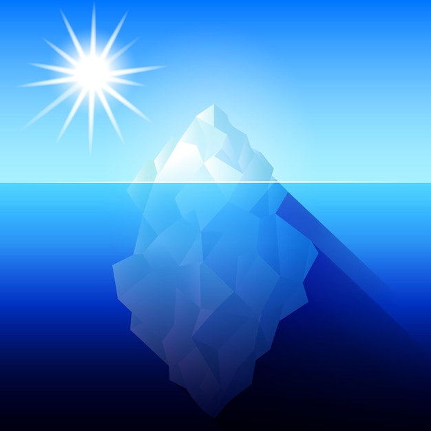 Full big iceberg in the ocean flat style vector illustration