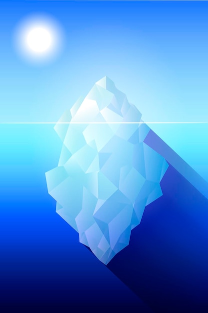 Full big iceberg in the ocean flat style vector illustration